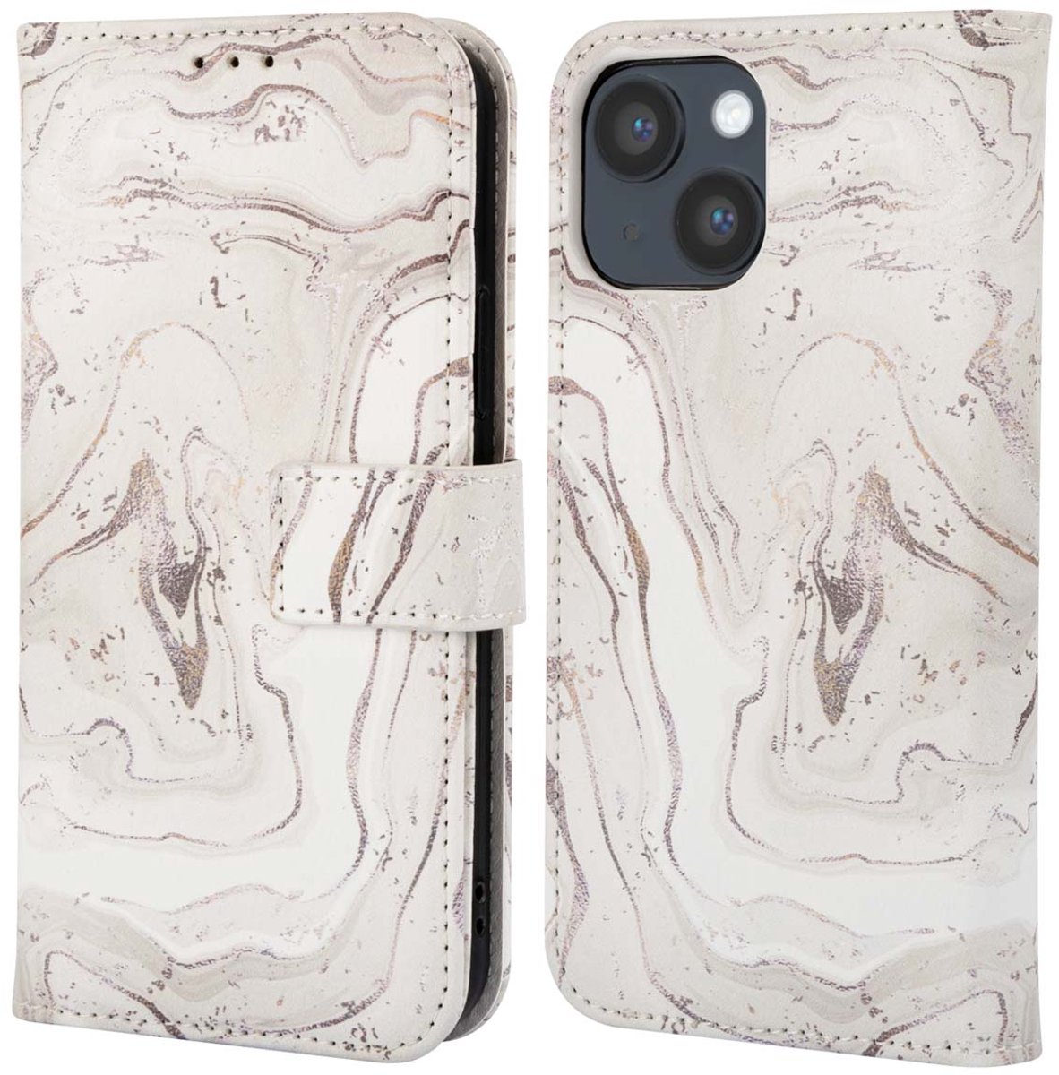 imoshion Hoesje - Geschikt voor Apple iPhone 14 - Design Bookcase smartphone - Sandy Marble