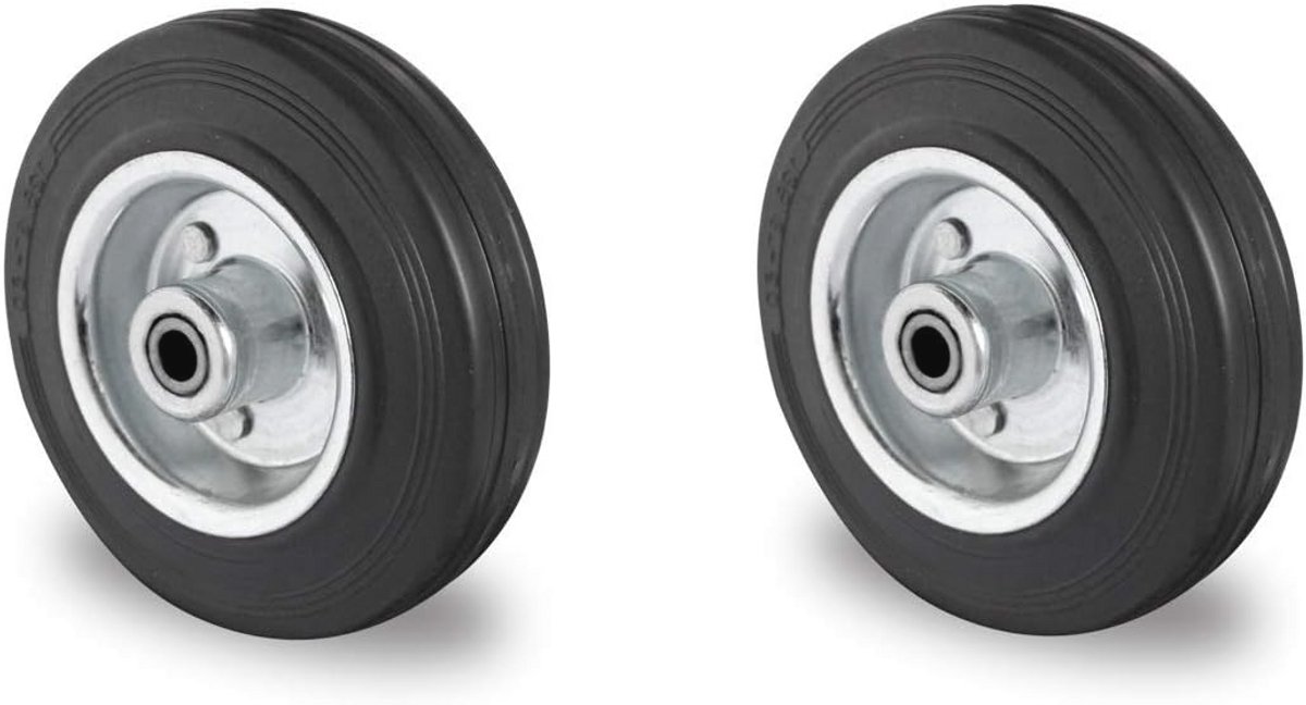Rubberen Wielen 200mm met Rollager - Set van 2