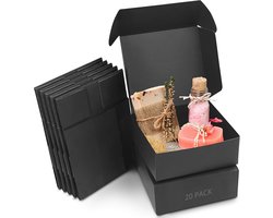 Kurtzy Zwarte Hobby Kado Dozen (20Pak) - Doos Maat 12 x 12 x 5 cm- Makkelijk in Elkaar te Zetten Presentaties Geschenk Presentjes Doos - Feestjes, Verjaardagen, Huwelijken, Vakanties