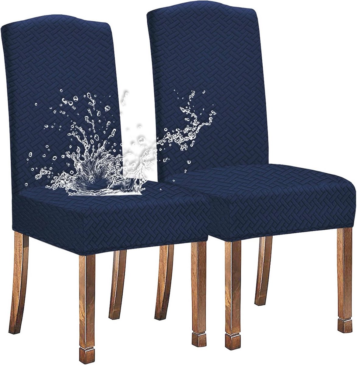 Stretch waterafstotende keperstof jacquard eetkamerstoelhoezen – 2 stuks