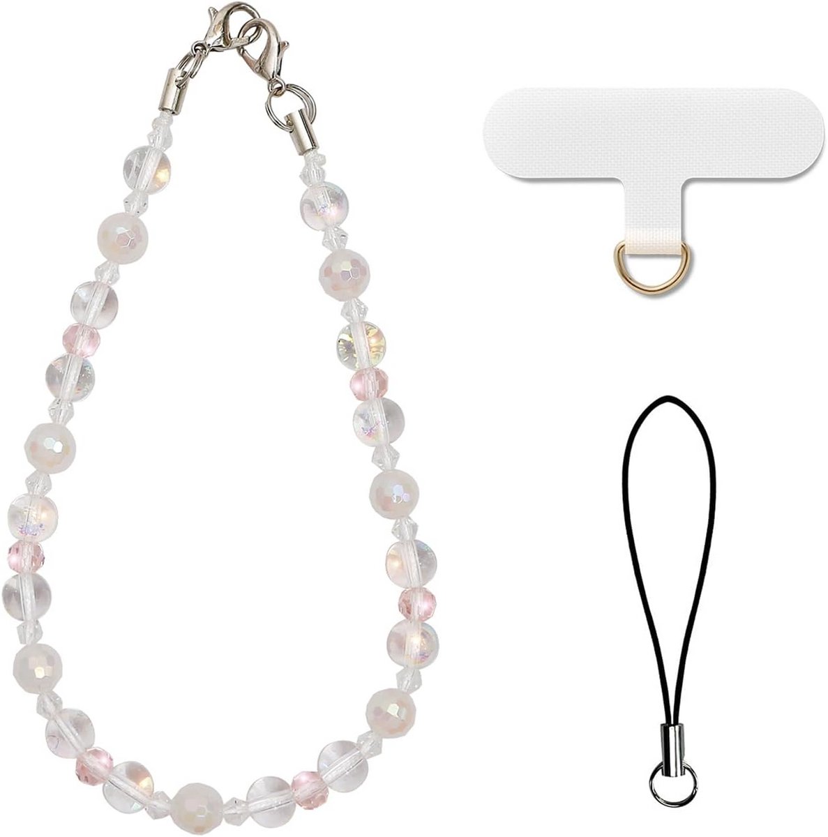 Telefoonkoord Polsband met Parels - Kort Telefoonketting voor Universele Smartphones