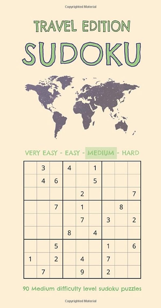 Reisformaat Sudoku Boek - 90 Puzzels Gemiddeld Niveau voor Volwassenen
