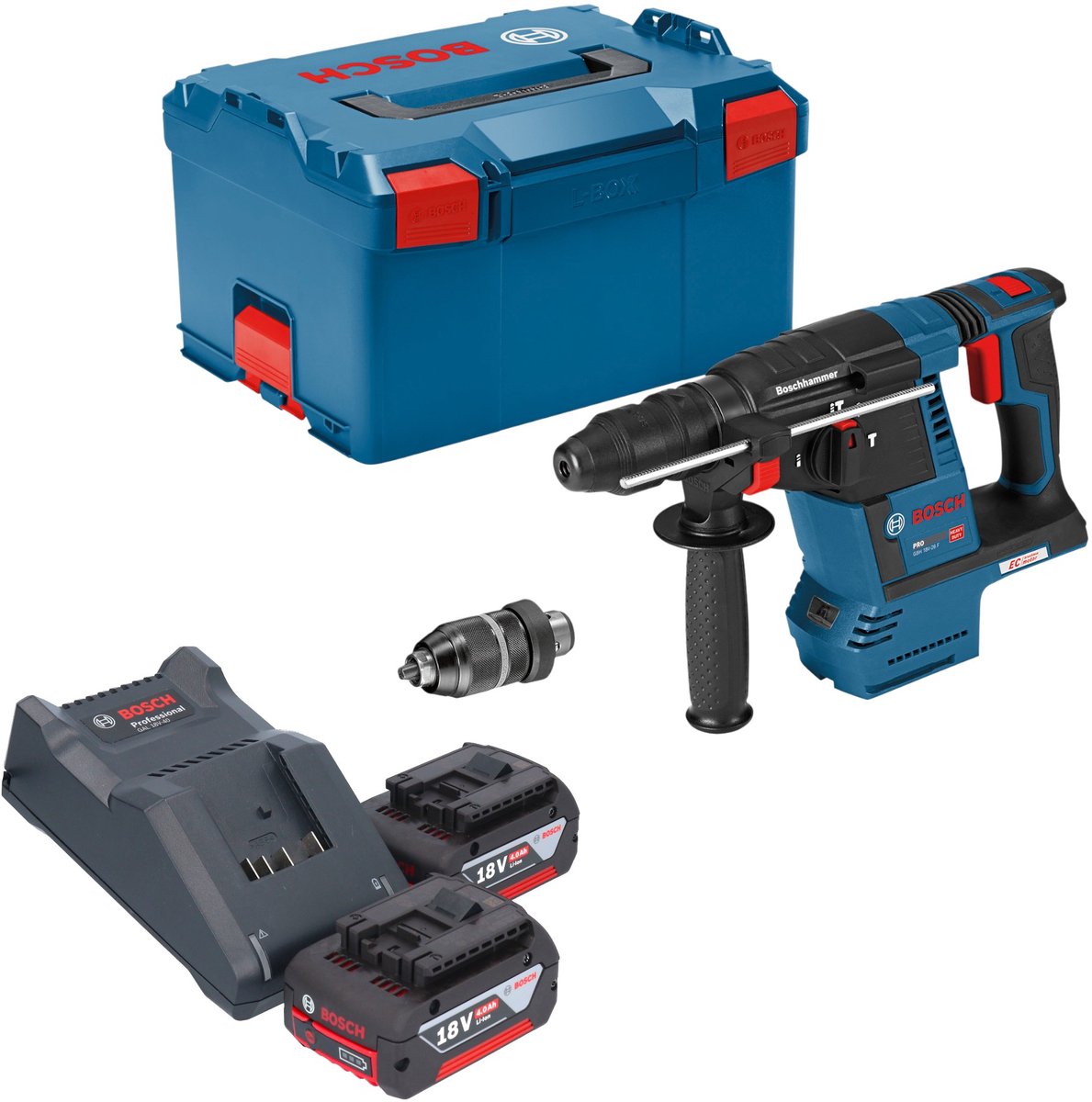 Bosch GBH 18V-26 F Professional accuboormachine 18 V 2,6 J SDS plus Brushless + 2x accu 4,0 Ah + oplader + L-Boxx