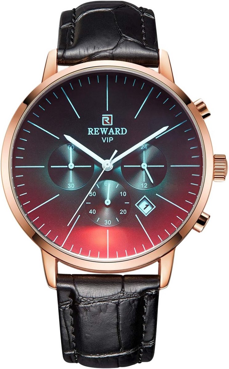 Herenhorloge Analoog met Leren Band en Kalender - Stijlvol Kwarts Polshorloge