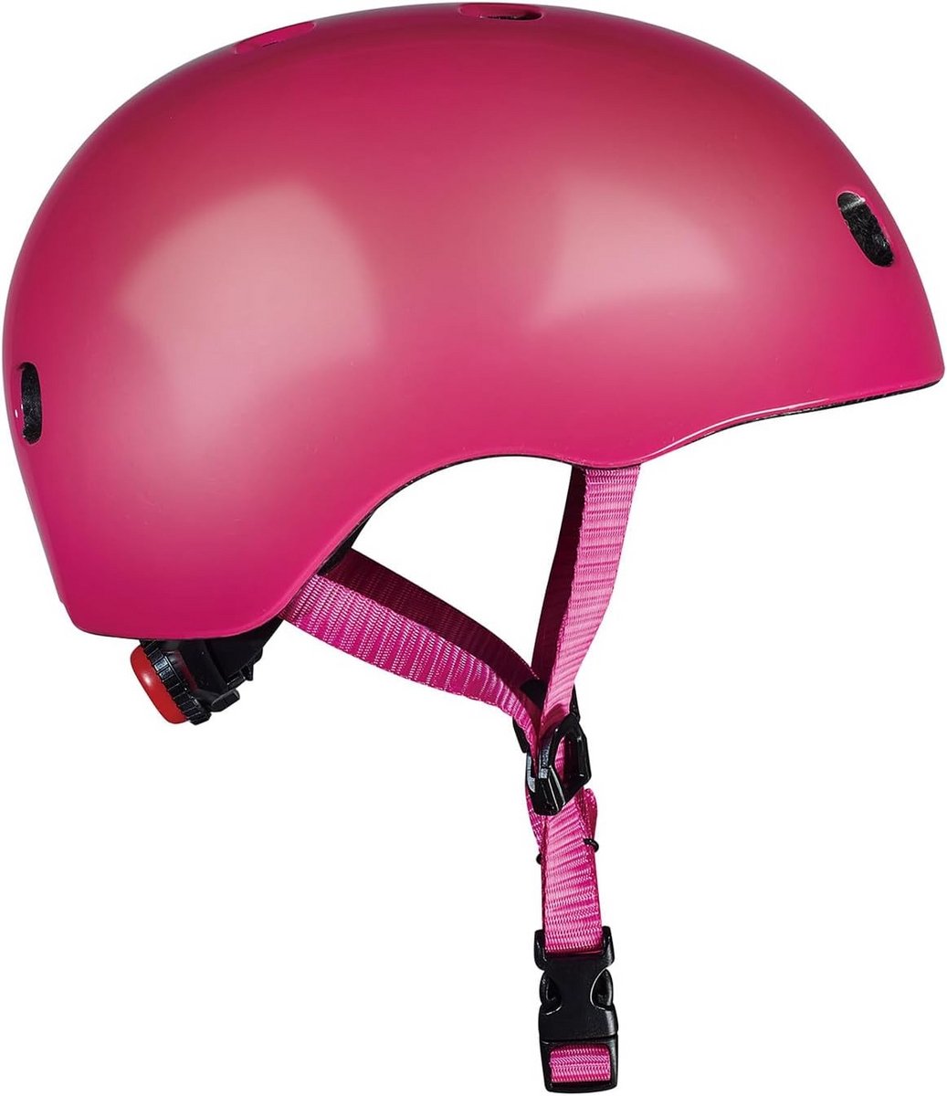 Ultralichte Kinderhelm met Veiligheidslicht - Maat S (48-53 cm) - Framboosroze
