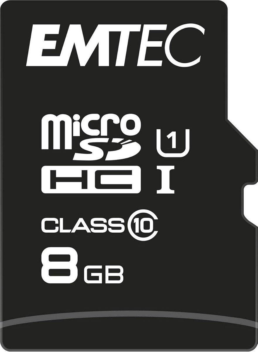 microSD kaart 8GB Class 10 met SD-adapter voor smartphones en tablets