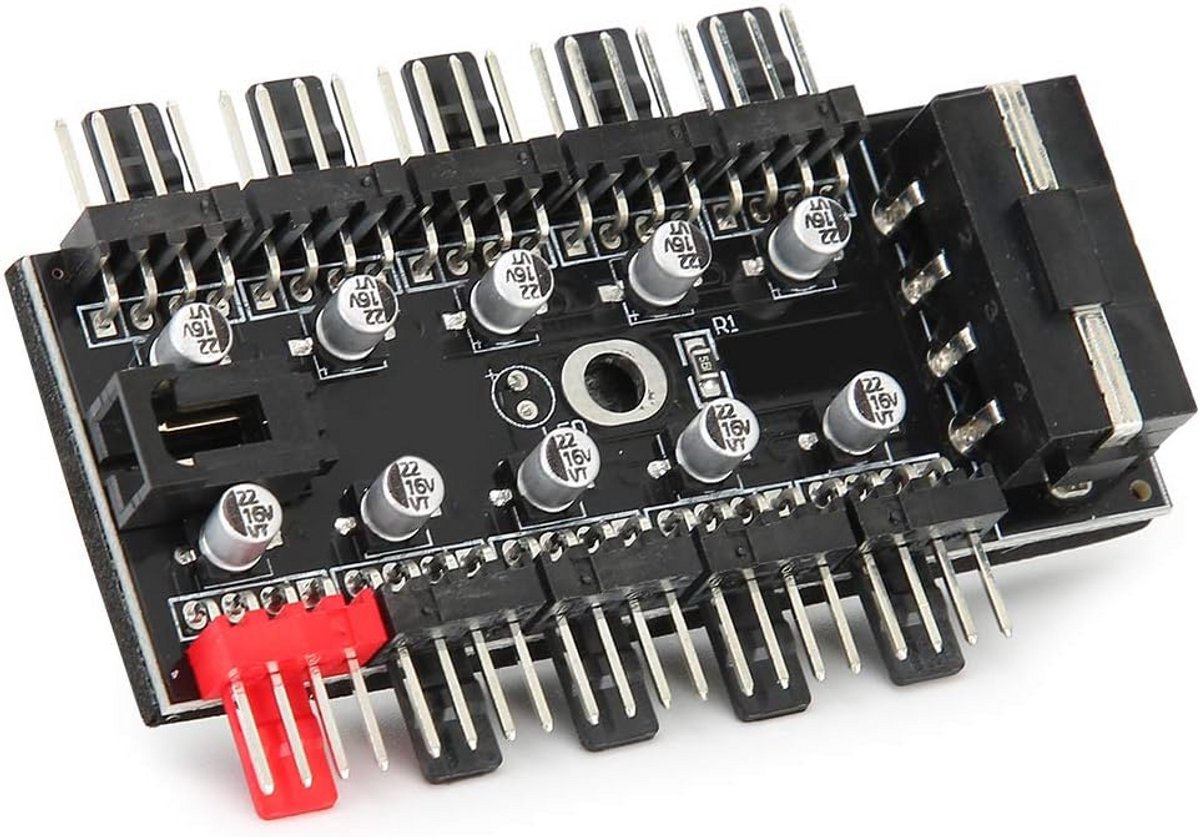 PWM PC Ventilator Hub Zwart - 12V Koelventilator Splitter met SATA/4D Aansluiting