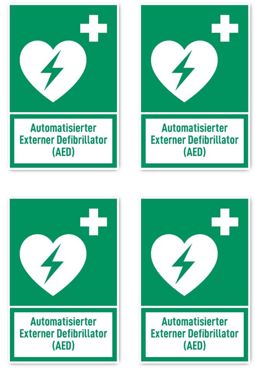 Veiligheidssticker Externe Defibrillator (AED) - Noodsignaal Rood/Wit