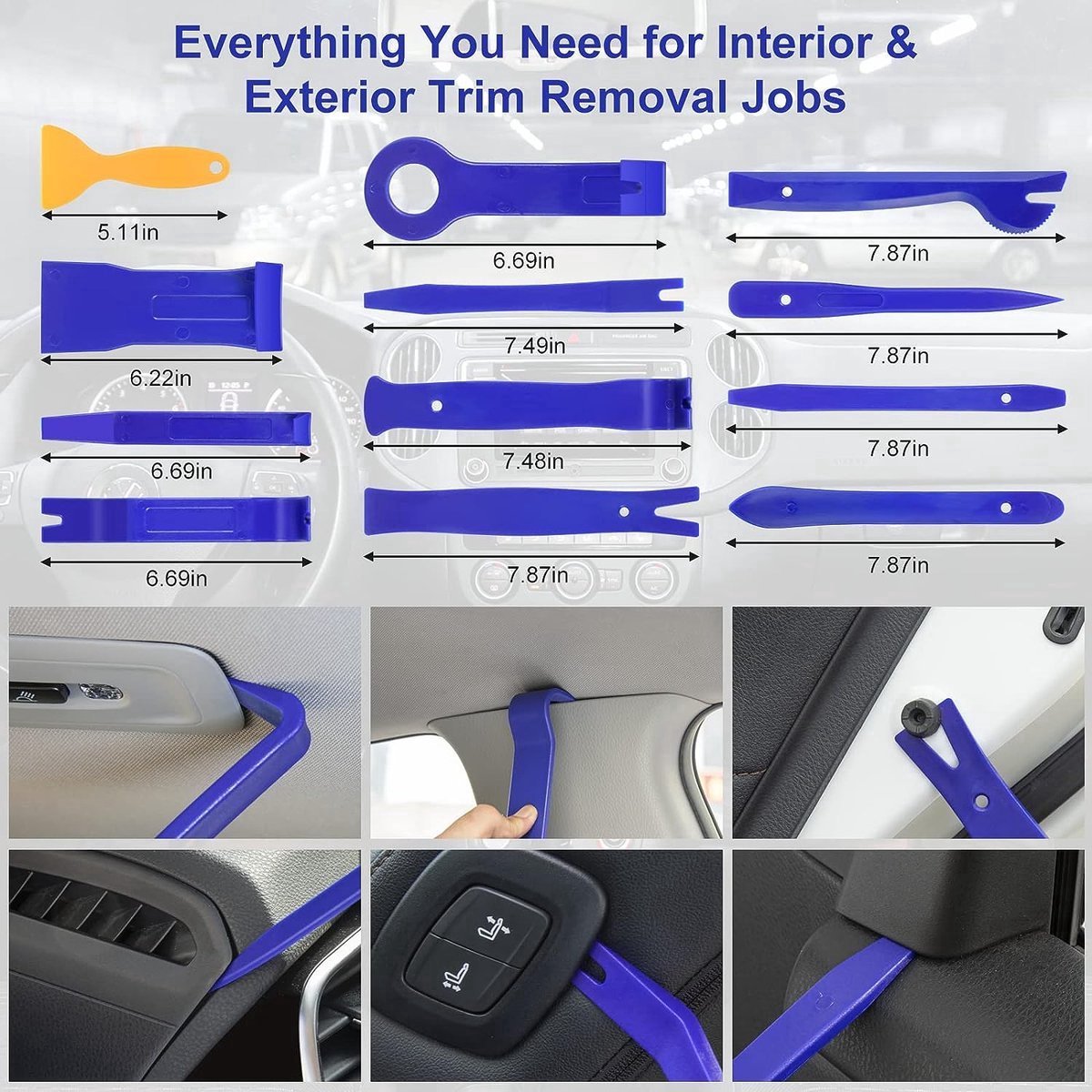 Stunq® Auto demontagegereedschap, 250 stuks auto demontage sierlijst wiggen binnenbekleding hefboomgereedschap, auto gereedschap, auto paneel verwijderen tool auto deur bekleding demontage
