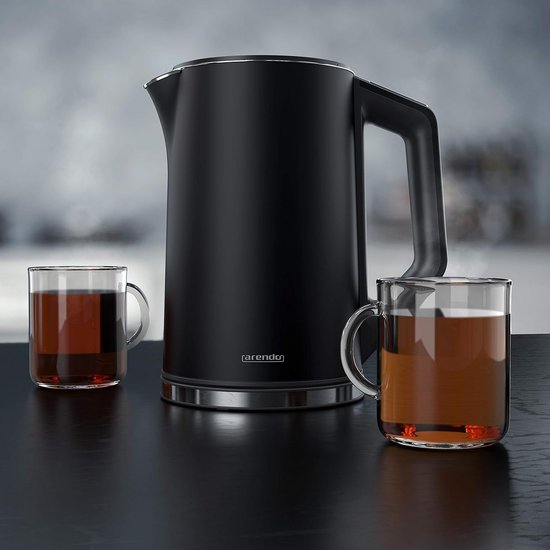 Arendo - Roestvrijstalen Waterkoker Met Temperatuurinstelling 40-100 Graden In Stappen Van 5 Dubbelwandig Design Model Elegant 2200 W Theekoker Met Temperatuurweergave 15 Liter Cool Grijs