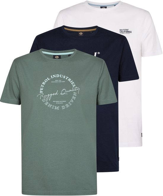 Petrol Industries - Heren 3-Pack Jersey T-Shirts met Print ArenaRoja - Multicolor - Maat XXL