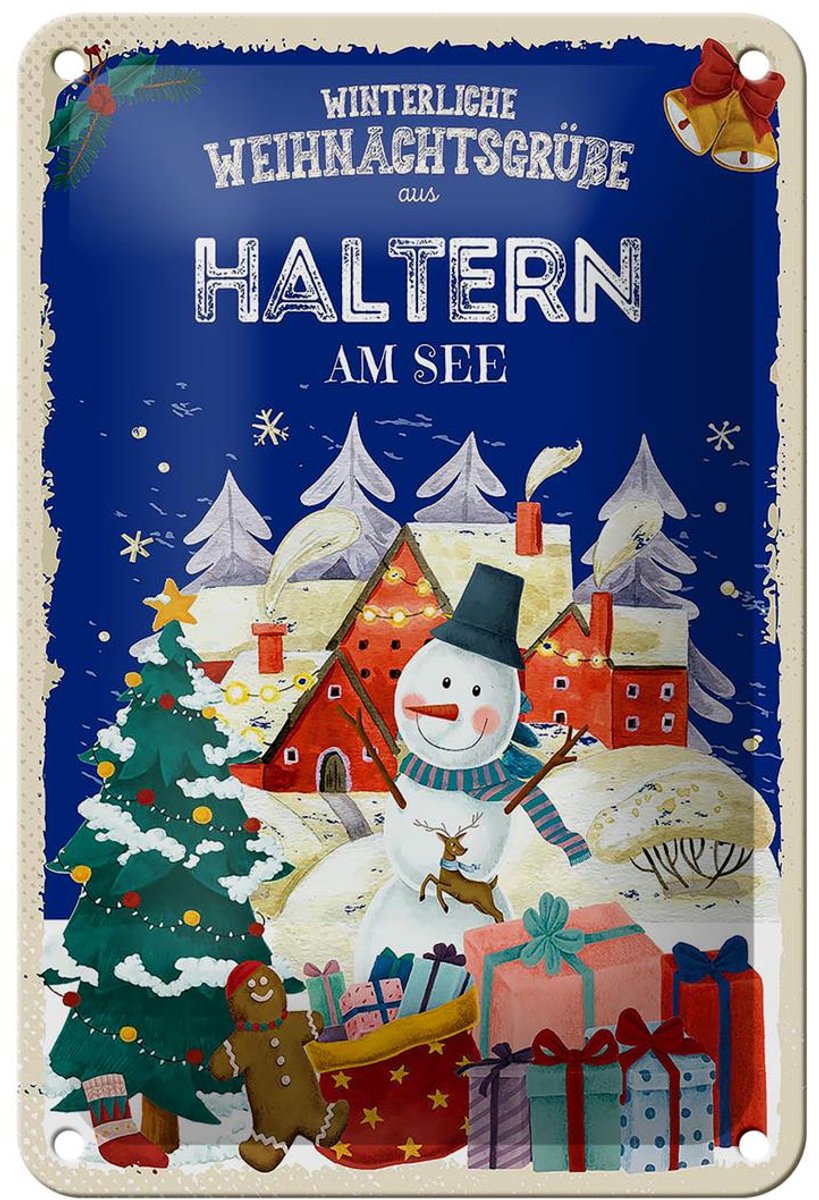 Blechschild Weihnachtsgrüße aus HALTERN AM SEE Geschenk Deko 12x18cm
