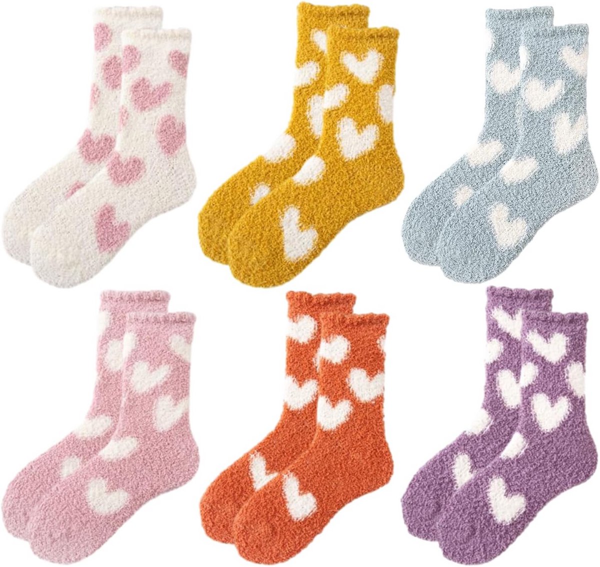 6 Paar Dames Pluche Huissokken Winter - Warme, Antislip Slipper Sokken voor Binnen