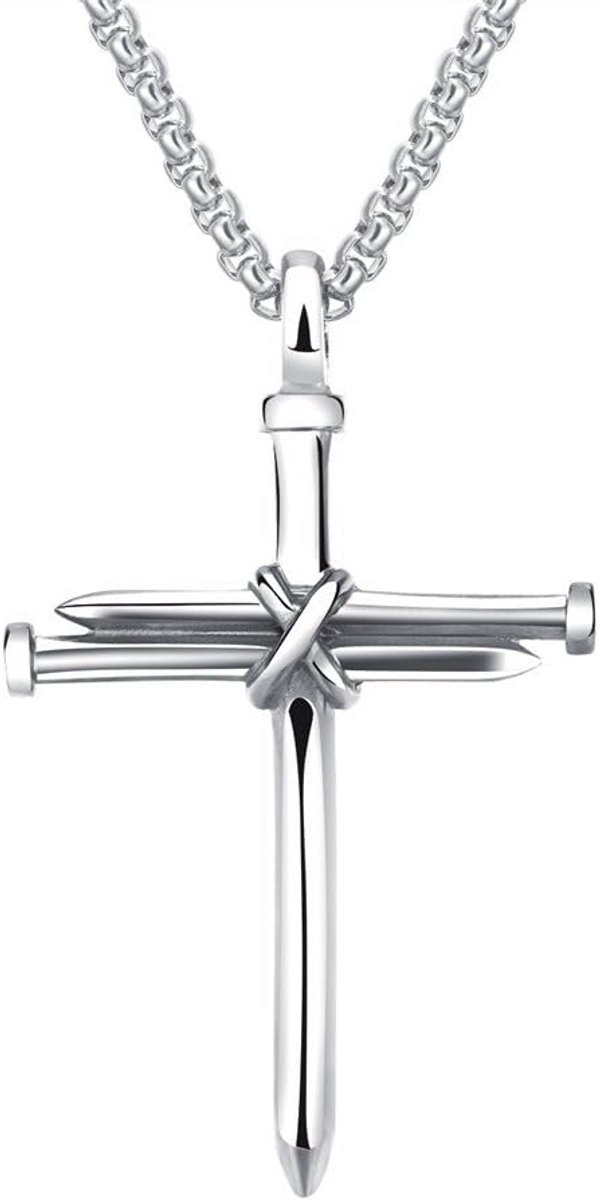 Heren RVS Kruis Hanger Ketting - Gecoat in Goud, Zilver of Zwart