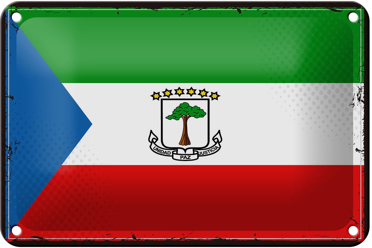 Blechschild Flagge Äquatorialguinea 18x12cm Retro Flag