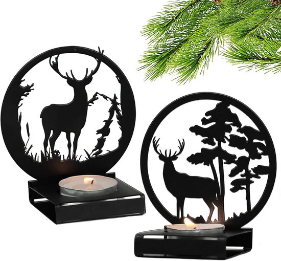 Chandeler Tête de Cerf Argenté - Déco de Noël