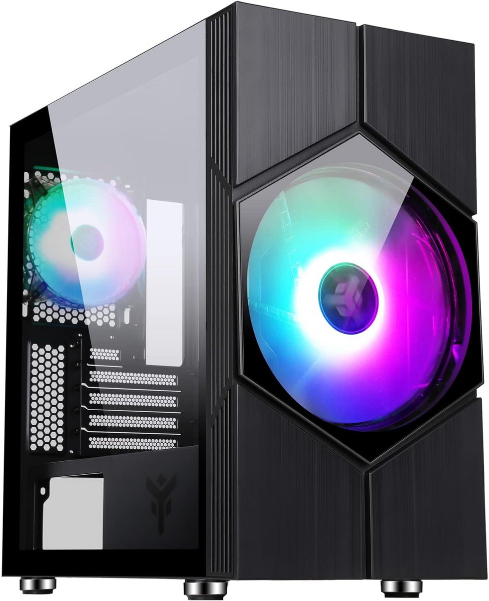 Compacte Mini ATX PC Behuizing met ARGB Ventilator en Gehard Glas Zijpaneel