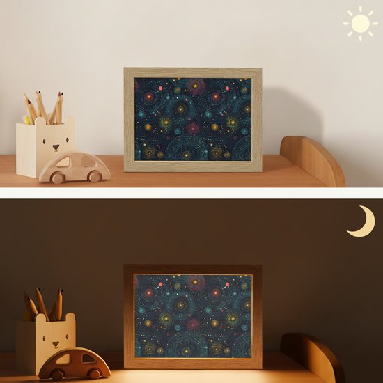 Nachtlampje 20x15 cm - Kinder lamp - Sterren - Kleurrijk - Lichtgevende kernen - Tafellamp kinderkamer - Slaapkamer lamp - Bedlamp kinderen - Kinderlampje stopcontact - Wandlamp babykamer - Nachtlampjes van Merkloos — afbeelding 4