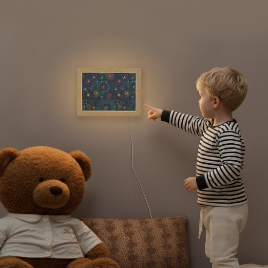 Nachtlampje 20x15 cm - Kinder lamp - Sterren - Kleurrijk - Lichtgevende kernen - Tafellamp kinderkamer - Slaapkamer lamp - Bedlamp kinderen - Kinderlampje stopcontact - Wandlamp babykamer - Nachtlampjes van Merkloos — afbeelding 5