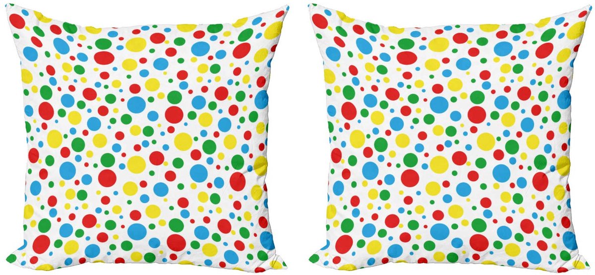 ABAKUHAUS Kussenhoezen Set 2x40x40 cm – Multicolor stippen – Dubbelzijdig bedrukt – Ritssluiting – Microvezel Wit