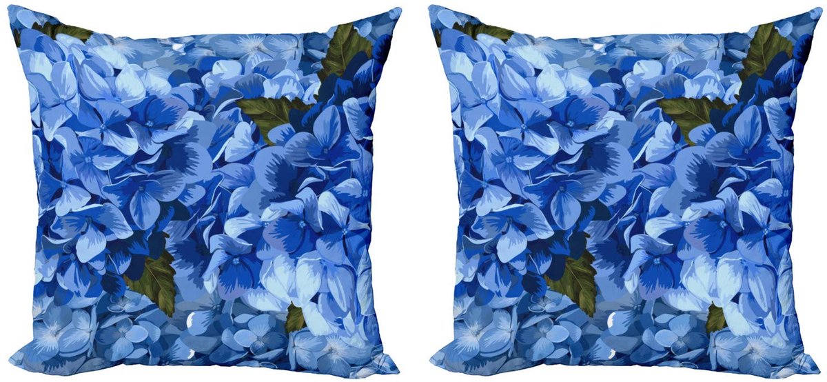 ABAKUHAUS Vintage Blauwe Kussenhoes Set – 2x50x50 cm – Digitaaldruk Dunkelolivgrün Blau
