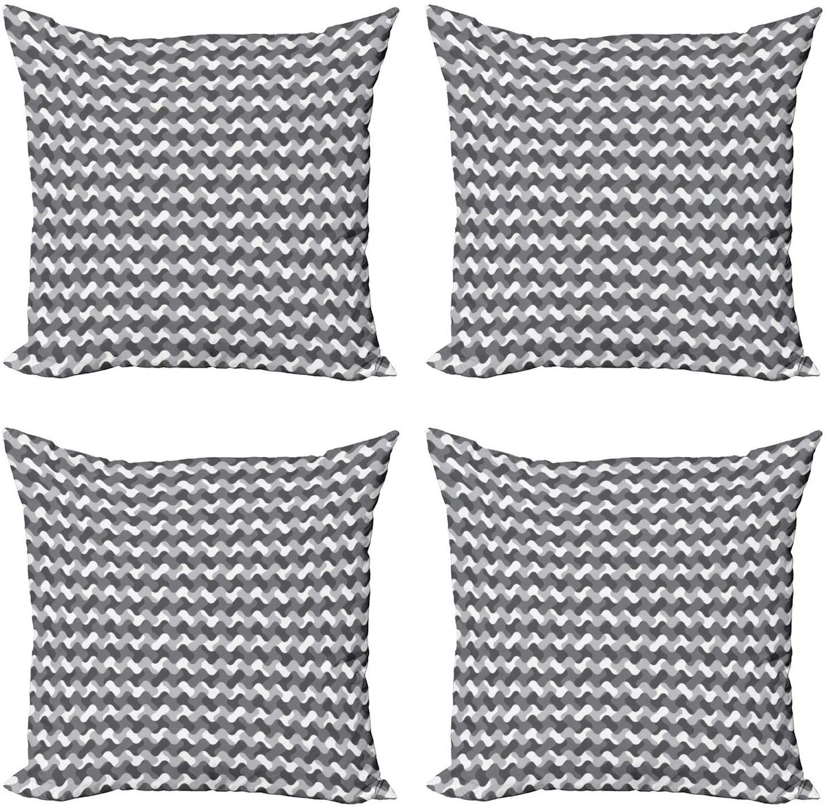 ABAKUHAUS Kussenhoes Set – 4x45x45 cm – Dubbelzijdige bedrukking – Antraciet/Grijs