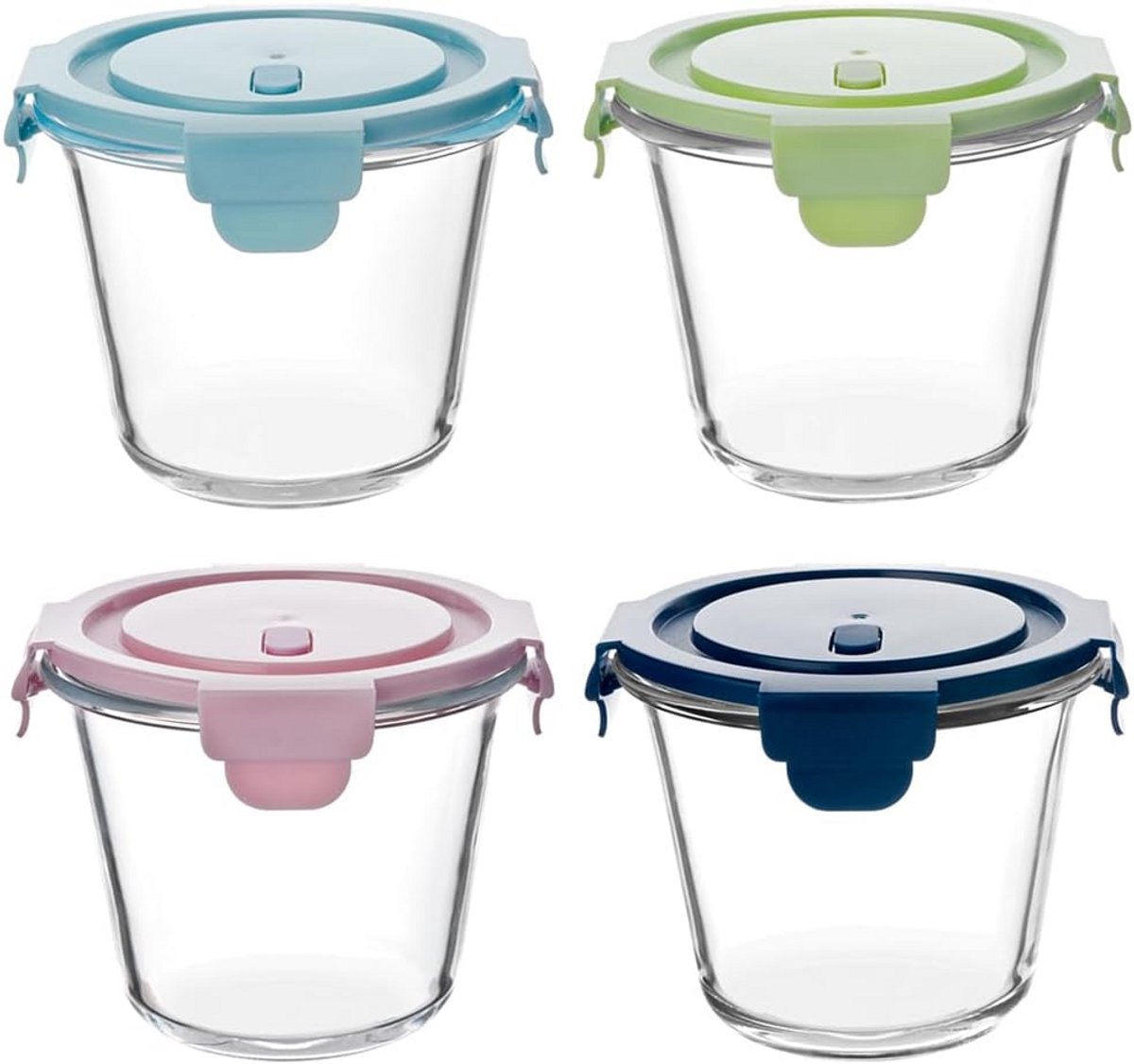 4x Ronde Glazen Voorraadpotten met Deksel - 710ml - Lekvrije Meal Prep Containers