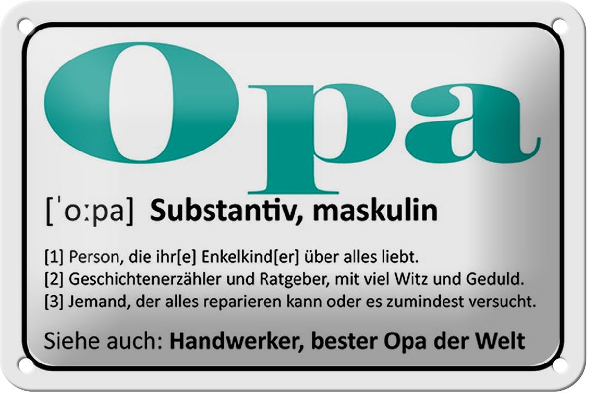 Blechschild Spruch 18x12cm Opa Handwerker bester Opa Welt