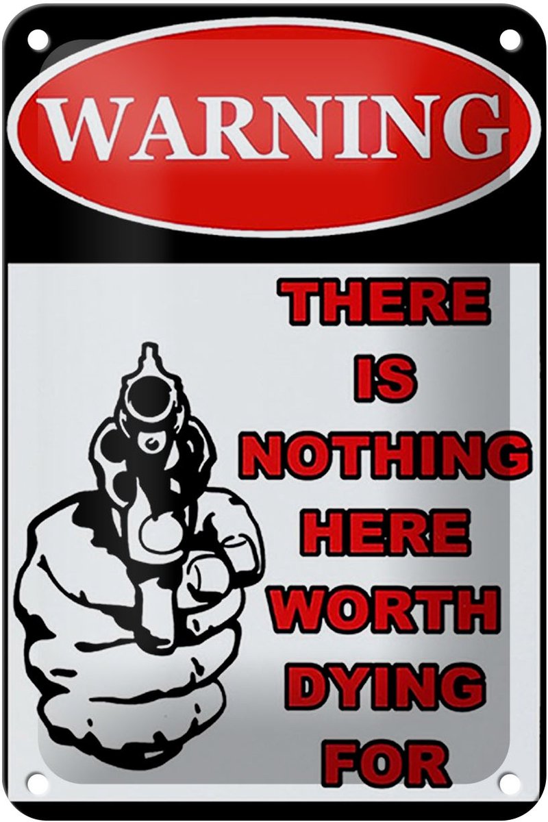 Blechschild Spruch 12x18cm warning there is nothing here