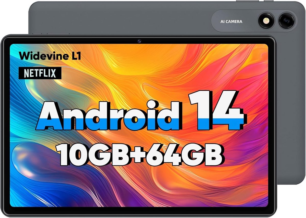 10,1 inch Android Tablet met 10GB RAM, 64GB Opslag en Uitbreidbaar Geheugen