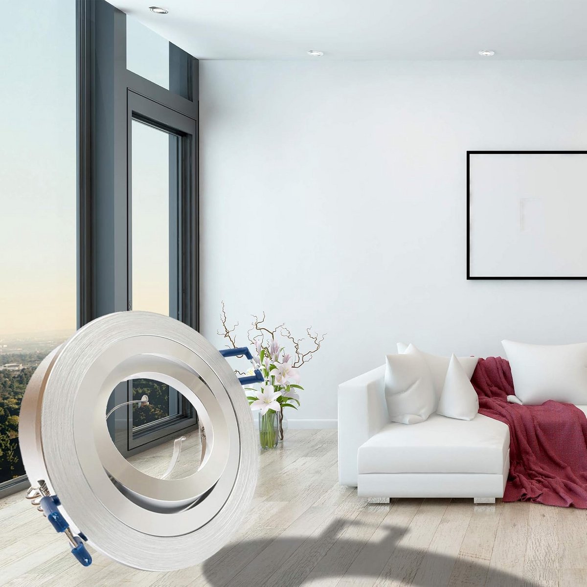 Ronde Aluminium Inbouwspot GU10 Zilver Geborsteld Inclusief Fitting Draaibaar