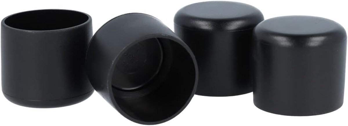 4x Ronde Dop Voor Stoelpoten 18 mm - Zwarte Kunststof Eindkap Tube