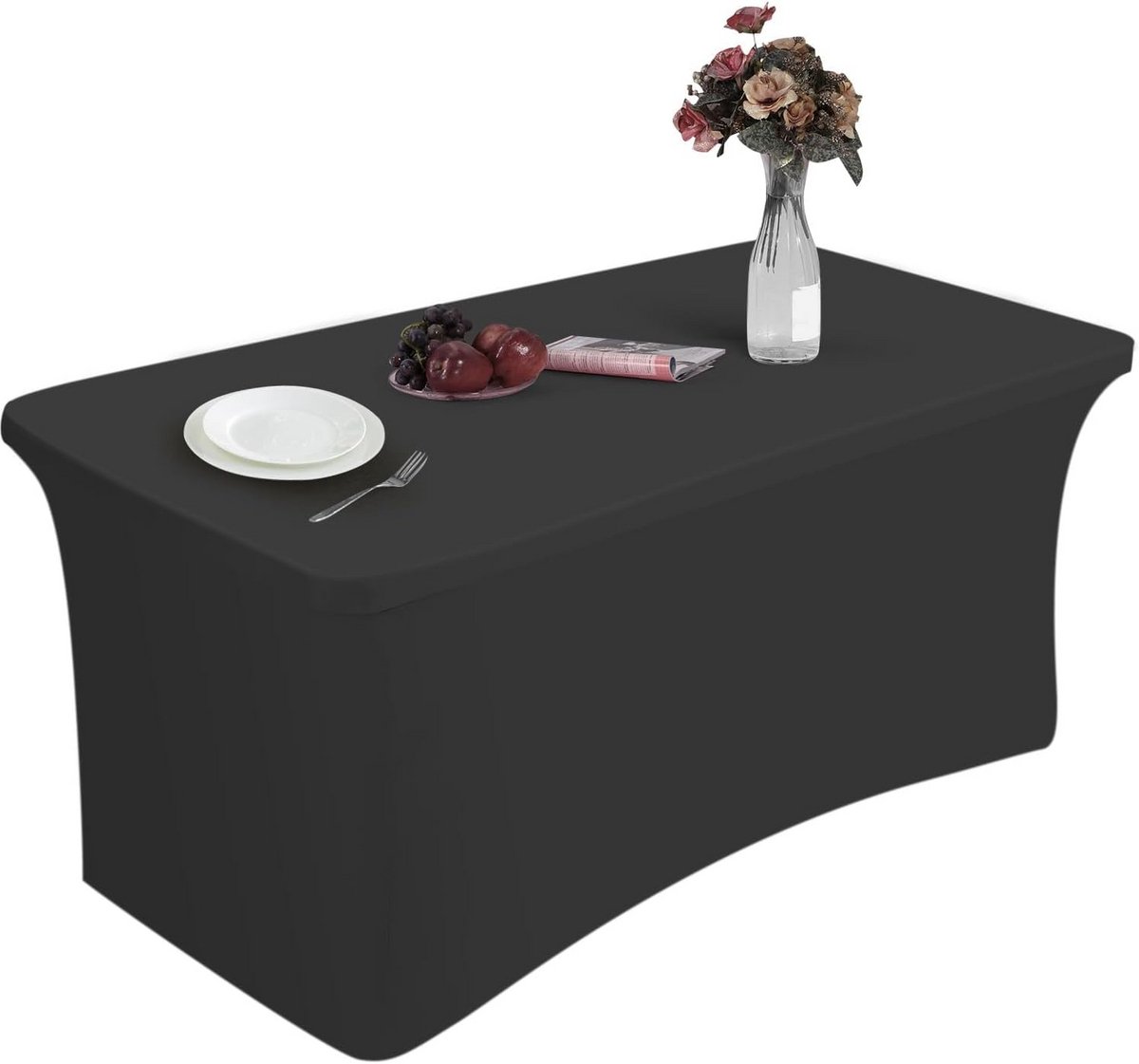 Rekbare Tafelhoes Zwart voor Rechthoekige Tafels 183x76x76 cm - Elastisch en Getailleerd Formaat