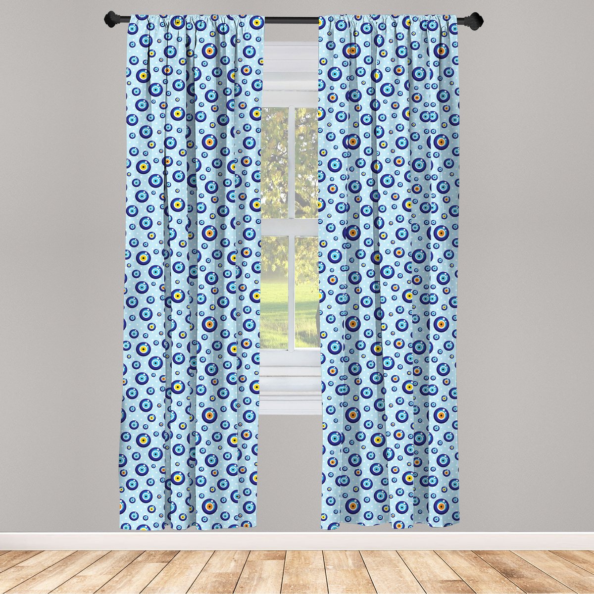 ABAKUHAUS Boze Oog Venstergordijnen – 2-delige set 75x175 cm Kleurrijk