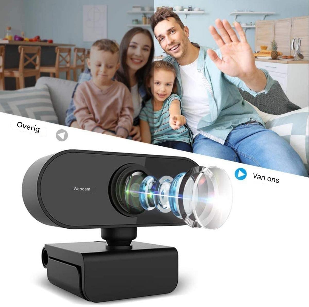 EXCITAT HD Webcam 1080P met microfoon en ruisonderdrukking thumbnail 3