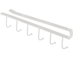 Mokhouder met 6 haken voor koffiekopjes en keukengerei - Stijlvolle oplossing voor onder de kast - Geen boor nodig