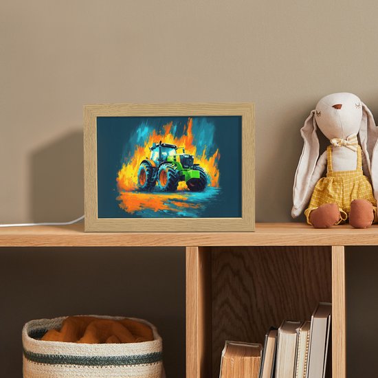 Nachtlampje 20x15 cm - Kinder lamp - Abstract - Tractor - Groen - Tafellamp kinderkamer - Slaapkamer lamp - Bedlamp kinderen - Kinderlampje stopcontact - Wandlamp babykamer - Nachtlampjes van Merkloos — afbeelding 3