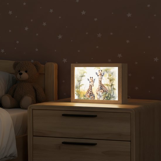 Nachtlampje 20x15 cm - Kinder lamp - Giraffe - Wilde dieren - Natuur - Kinderen - Tafellamp kinderkamer - Slaapkamer lamp - Bedlamp kinderen - Kinderlampje stopcontact - Wandlamp babykamer - Nachtlampjes van Merkloos — afbeelding 2