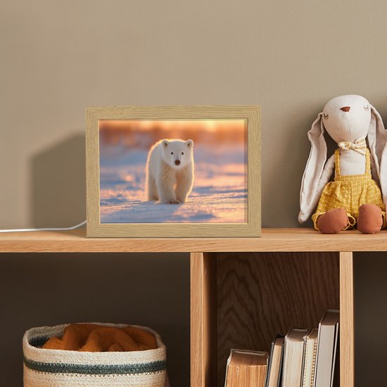 Nachtlampje 20x15 cm - Kinder lamp - Ijsbeer - Sneeuw - Zonsopgang - Tafellamp kinderkamer - Slaapkamer lamp - Bedlamp kinderen - Kinderlampje stopcontact - Wandlamp babykamer - Nachtlampjes van Merkloos — afbeelding 3