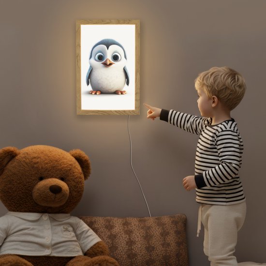 Nachtlampje 20x30 cm - Kinder lamp - Pinguïn - Dieren - Meisjes - Kind - Jongens - Tafellamp kinderkamer - Slaapkamer lamp - Bedlamp kinderen - Kinderlampje stopcontact - Wandlamp babykamer - Nachtlampjes van AphexTrading — afbeelding 5