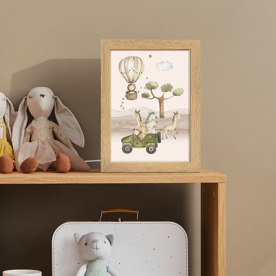Nachtlampje 15x20 cm - Kinder lamp - Wilde dieren - Safari - Watercolor - Luchtballon - Tafellamp kinderkamer - Slaapkamer lamp - Bedlamp kinderen - Kinderlampje stopcontact - Wandlamp babykamer - Nachtlampjes van Merkloos — afbeelding 3