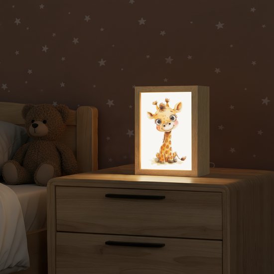 Nachtlampje 15x20 cm - Kinder lamp - Giraf - Baby dier - Wilde dieren - Tafellamp kinderkamer - Slaapkamer lamp - Bedlamp kinderen - Kinderlampje stopcontact - Wandlamp babykamer - Nachtlampjes van Merkloos — afbeelding 2