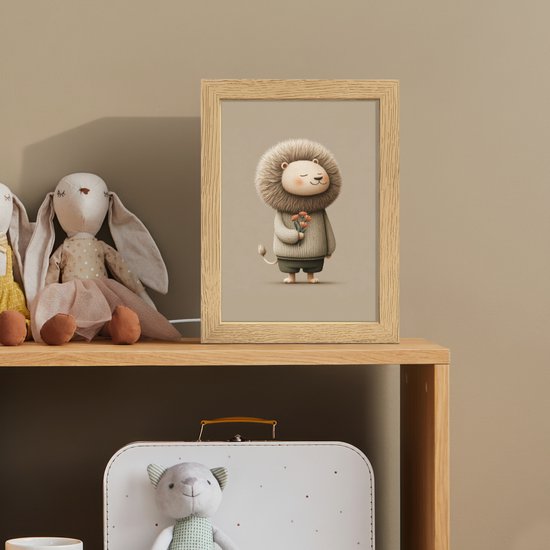 Nachtlampje 15x20 cm - Kinder lampje - Leeuw - Oranje bloemen - Vriendelijk - Tafellamp kinderkamer - Slaapkamer lamp - Bedlamp kinderen - Kinderlampje stopcontact - Wandlamp babykamer - Nachtlampjes van Merkloos — afbeelding 3