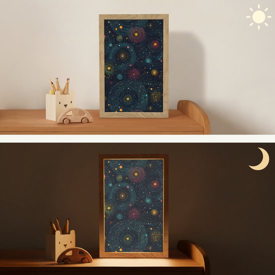 Nachtlampje 20x30 cm - Kinder lamp - Sterren - Kleurrijk - Lichtgevende kernen - Tafellamp kinderkamer - Slaapkamer lamp - Bedlamp kinderen - Kinderlampje stopcontact - Wandlamp babykamer - Nachtlampjes van Merkloos — afbeelding 4