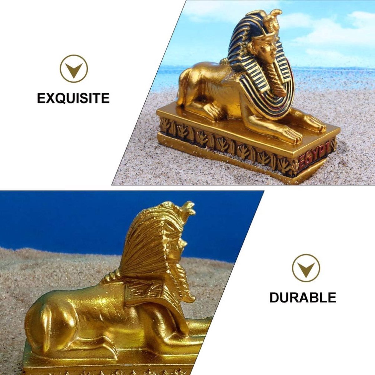 Stunq® Egyptisch farao standbeeld hars Egyptische sfinx figuur Grieks sculptuur bureau wooncultuur ornament voor thuis kantoor decoratie 2 stuks (goud)