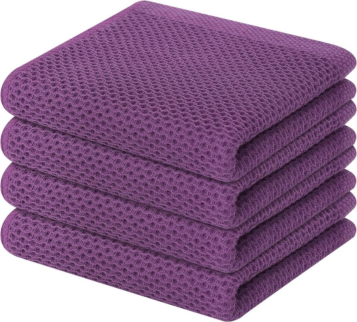 Stunq® Theedoeken katoenen theedoeken keukendoeken keukenhanddoeken vaatdoeken set van 4 33x74 cm violet