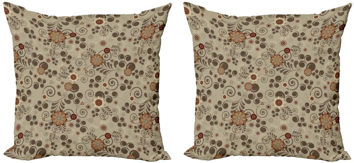 ABAKUHAUS Grunge Kussenhoes Set 2x40x40 cm – Dubbelzijdig bedrukt – Tan Tan Redwood Pale Brown