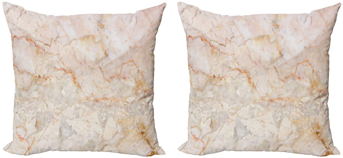 ABAKUHAUS Kussenhoes Set 45x45 cm – Dubbelzijdige marmerprint Oranje