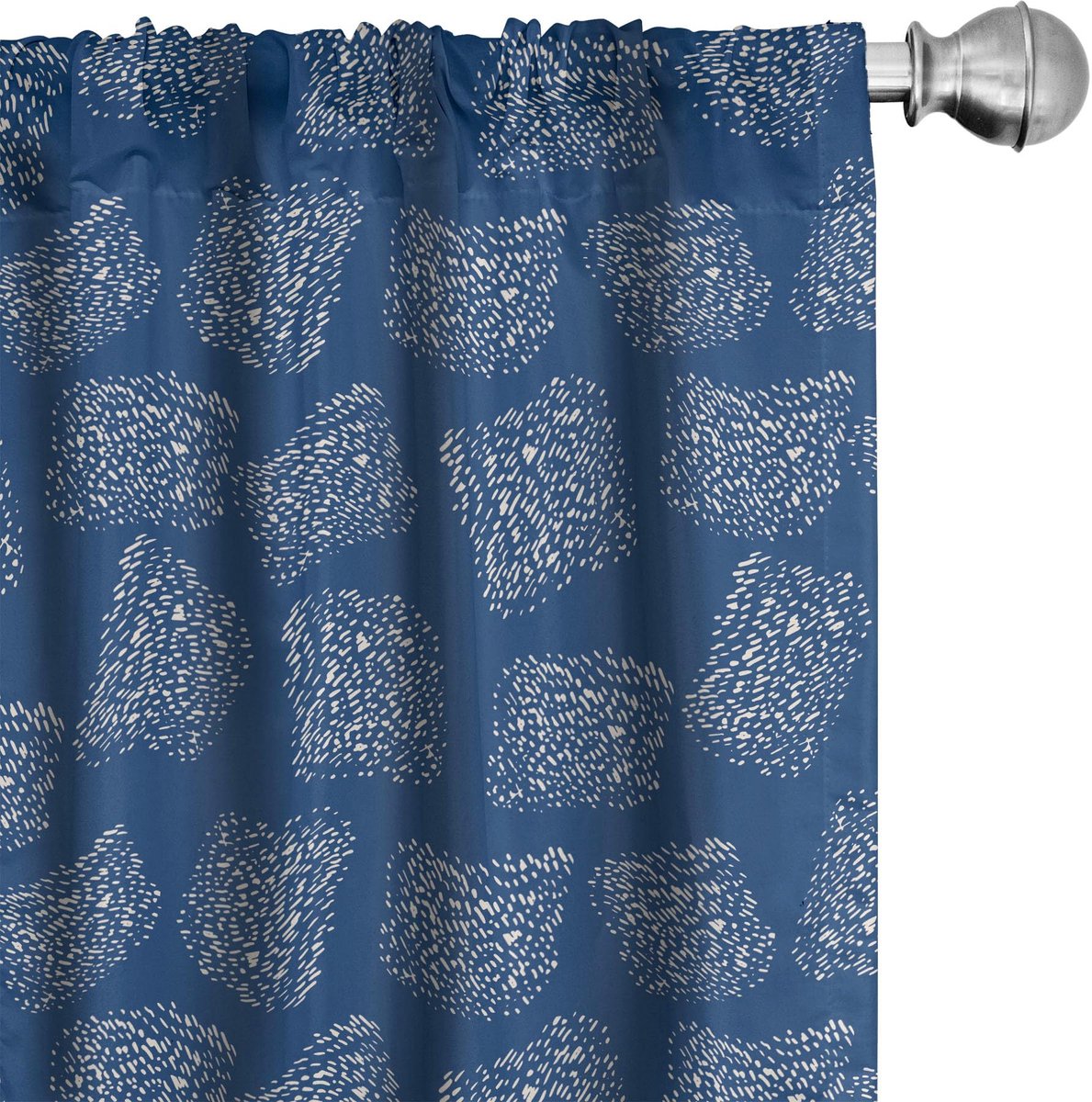ABAKUHAUS Gestippelde Vierkanten Gordijnen – 2-delige set – marineblauw/wit – 75x245 cm