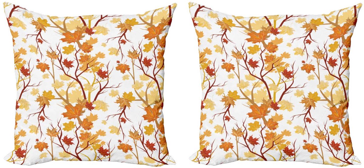 ABAKUHAUS Fallen kussenhoes set – 2x40x40 cm – dubbel bedrukt – multicolor Geel Oranje